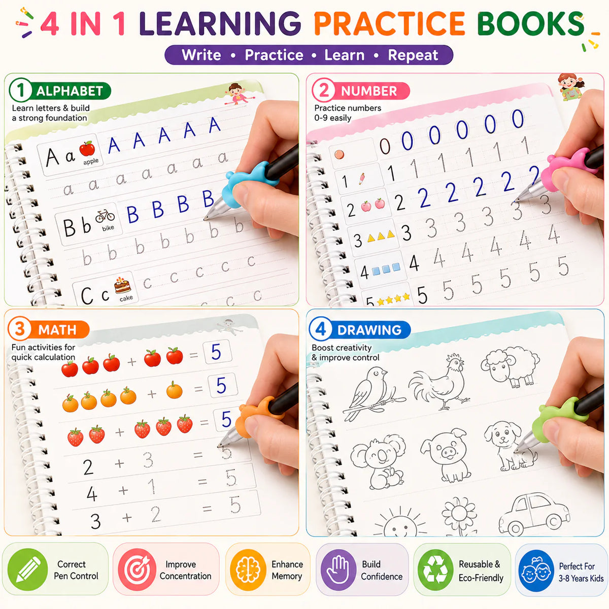 Magic Practice Copybook (4 Book + 10 Refill)