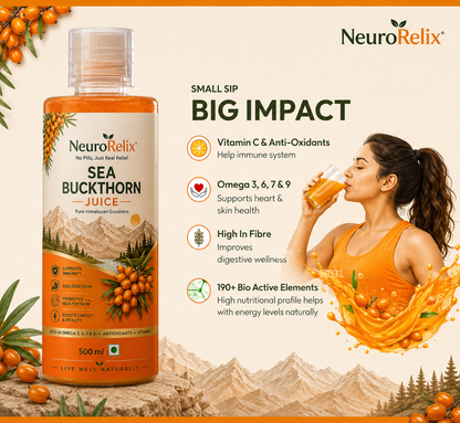 Sea Buckthorn Juice – 500ml | Omega 7-Rich Superfruit | With Omega 3, 6 & 9