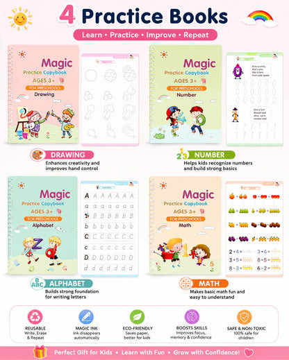 Magic Practice Copybook (4 Book + 10 Refill)
